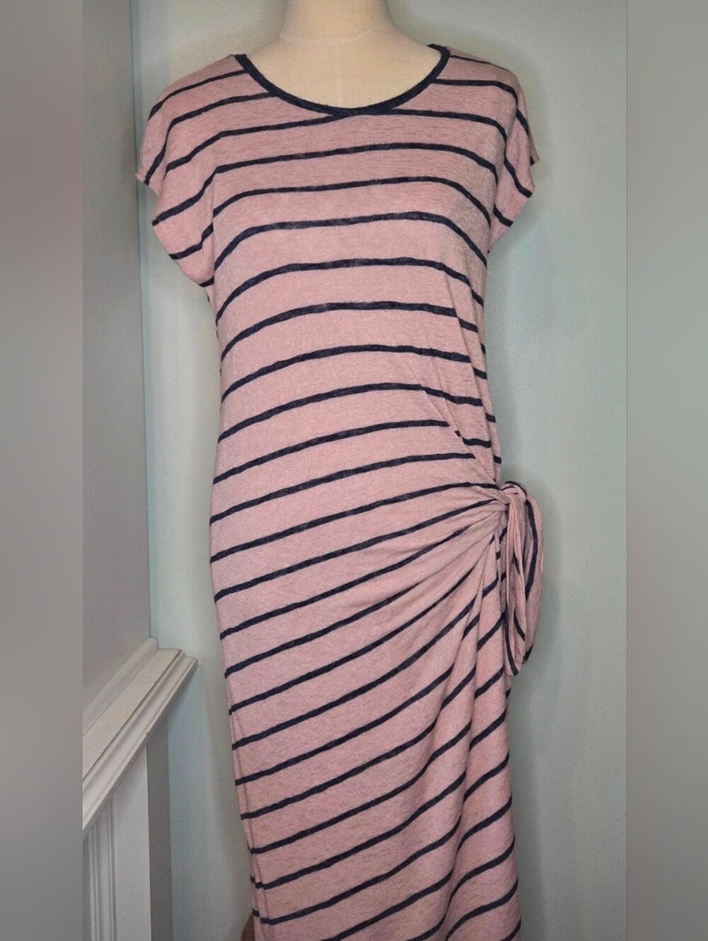 Velvet by Graham & Spencer Pink Stripe Side-Tie Maxi Dress
